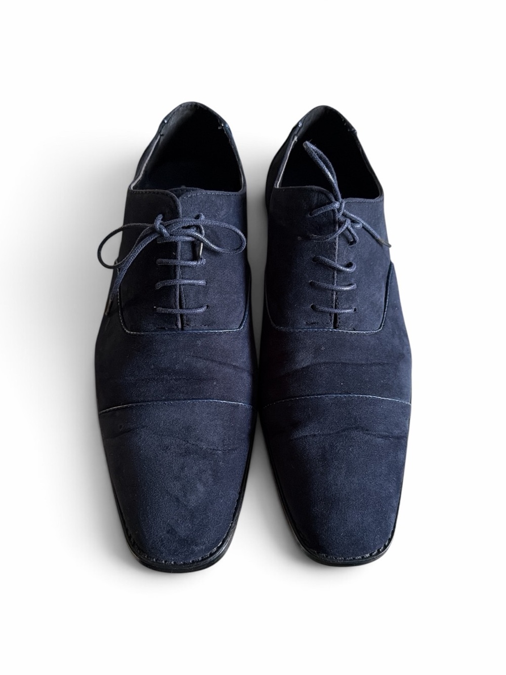 Sio Men’s Size 13 Blue Faux Suede Cap-Toe Oxford Dress Shoes Classic Lace-Up